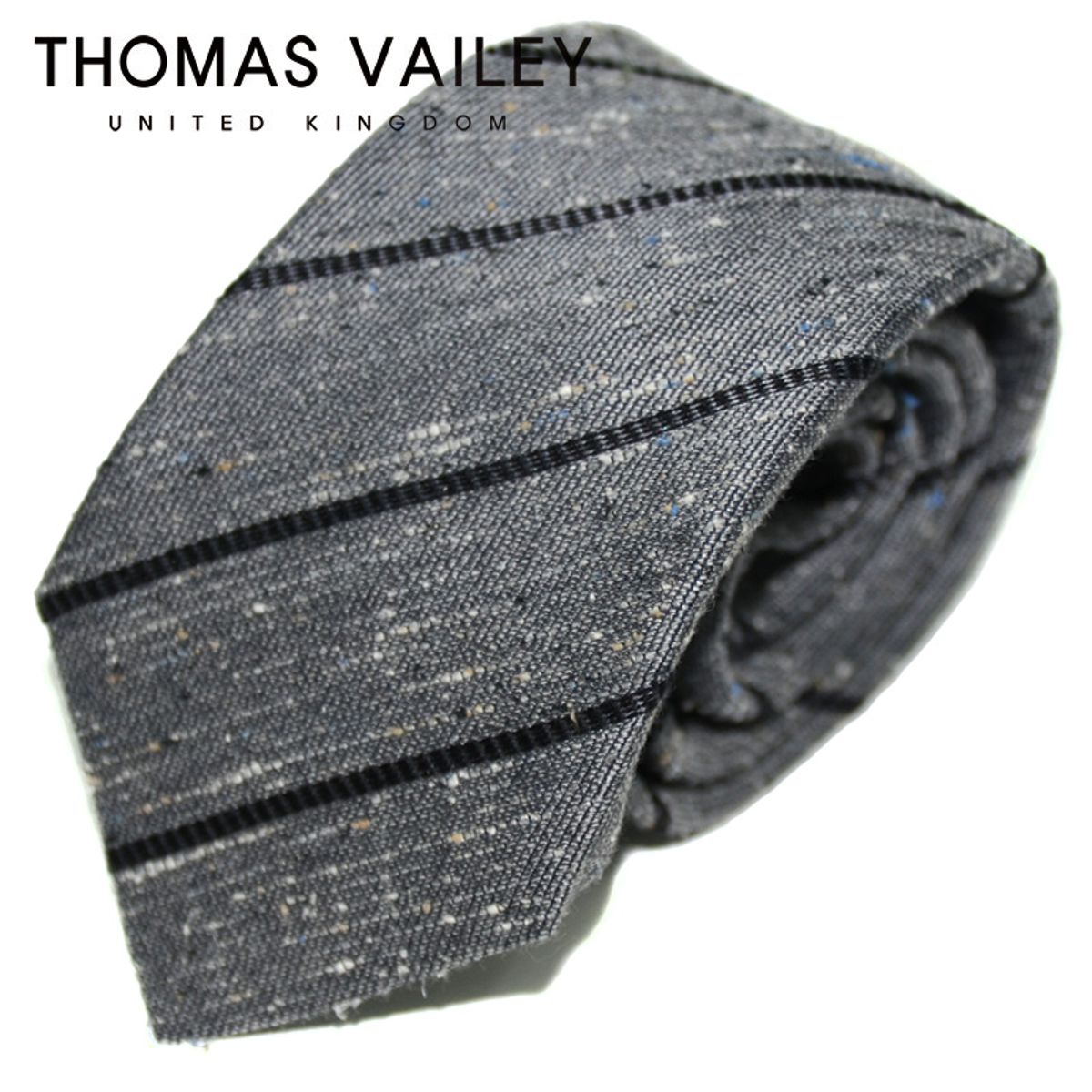 토마스 베일리(THOMAS VAILEY) [THOMAS VAILEY] 토마스베일리 세미세븐폴더 실크 넥타이 - 네프스트라이프 그레이 7.7cm
