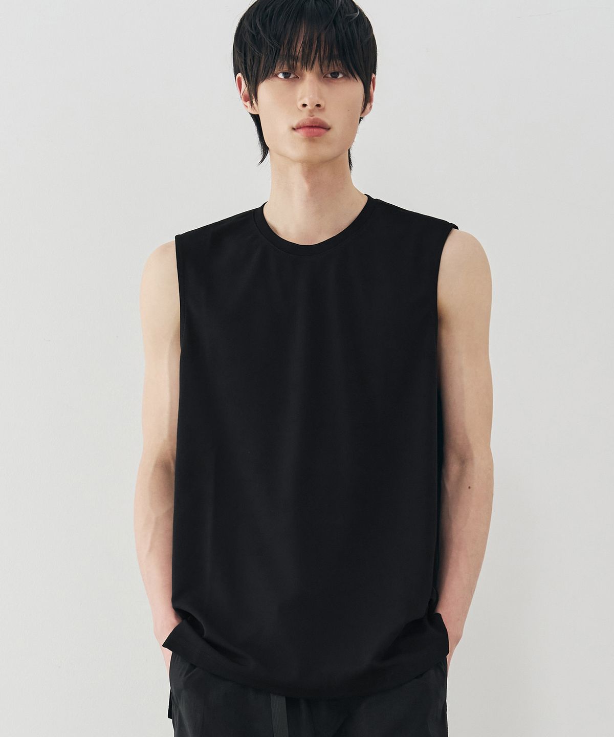 드로우핏(DRAW FIT) 쿨메쉬 레이어드 슬리브리스 [BLACK]