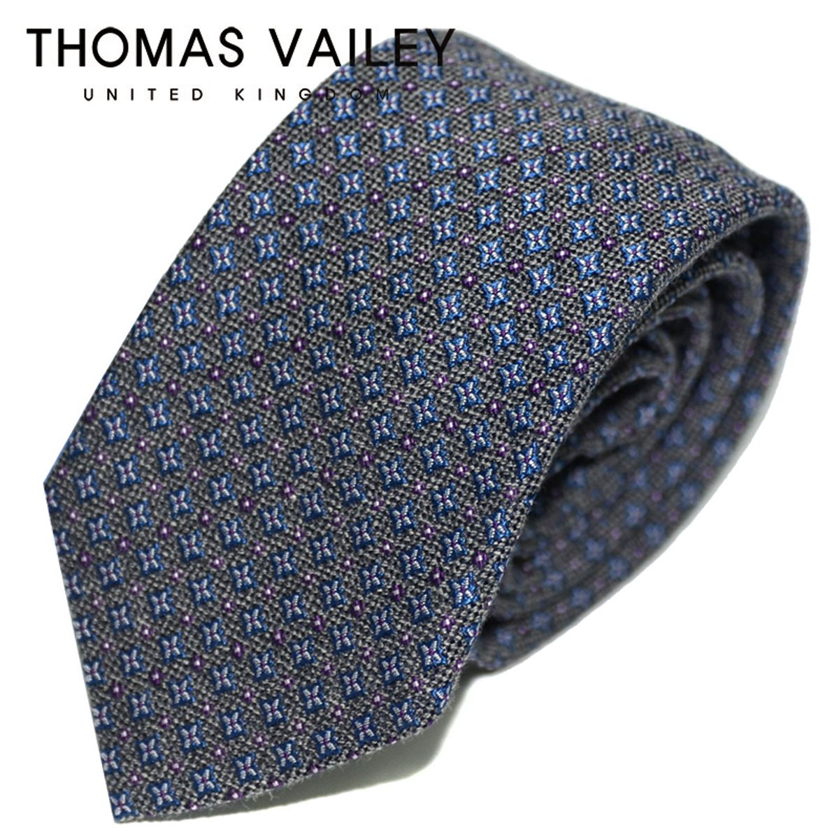 토마스 베일리(THOMAS VAILEY) [THOMAS VAILEY] 토마스베일리 세미세븐폴더 실크 넥타이 - 아펠 그레이 7.7cm