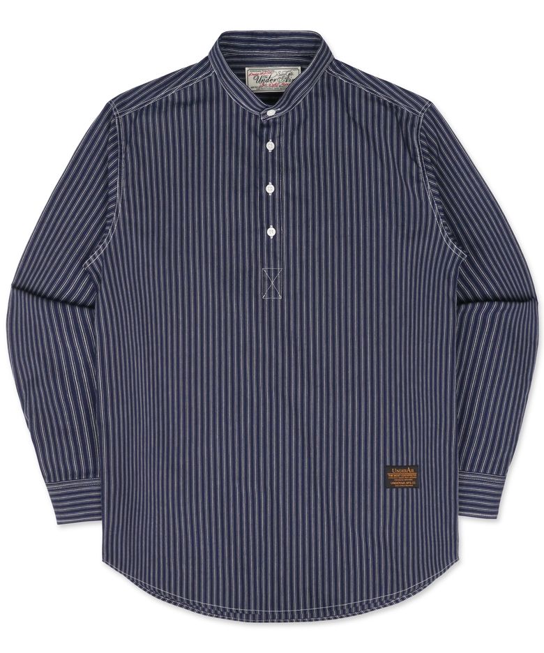 Triple Henley Neck Basic Shirts - Navy