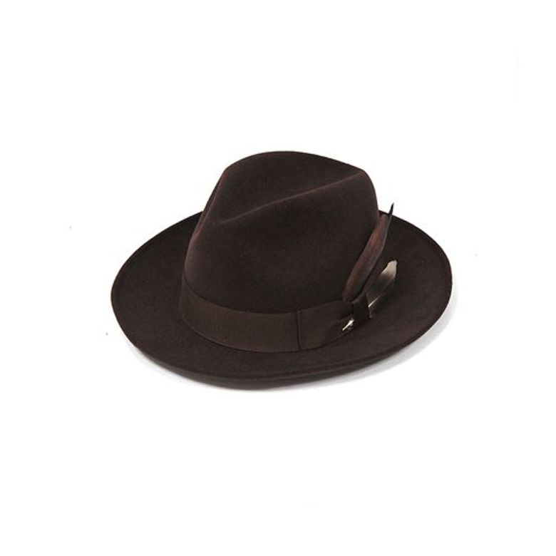 plume custom classic wool fedora [BROWN]