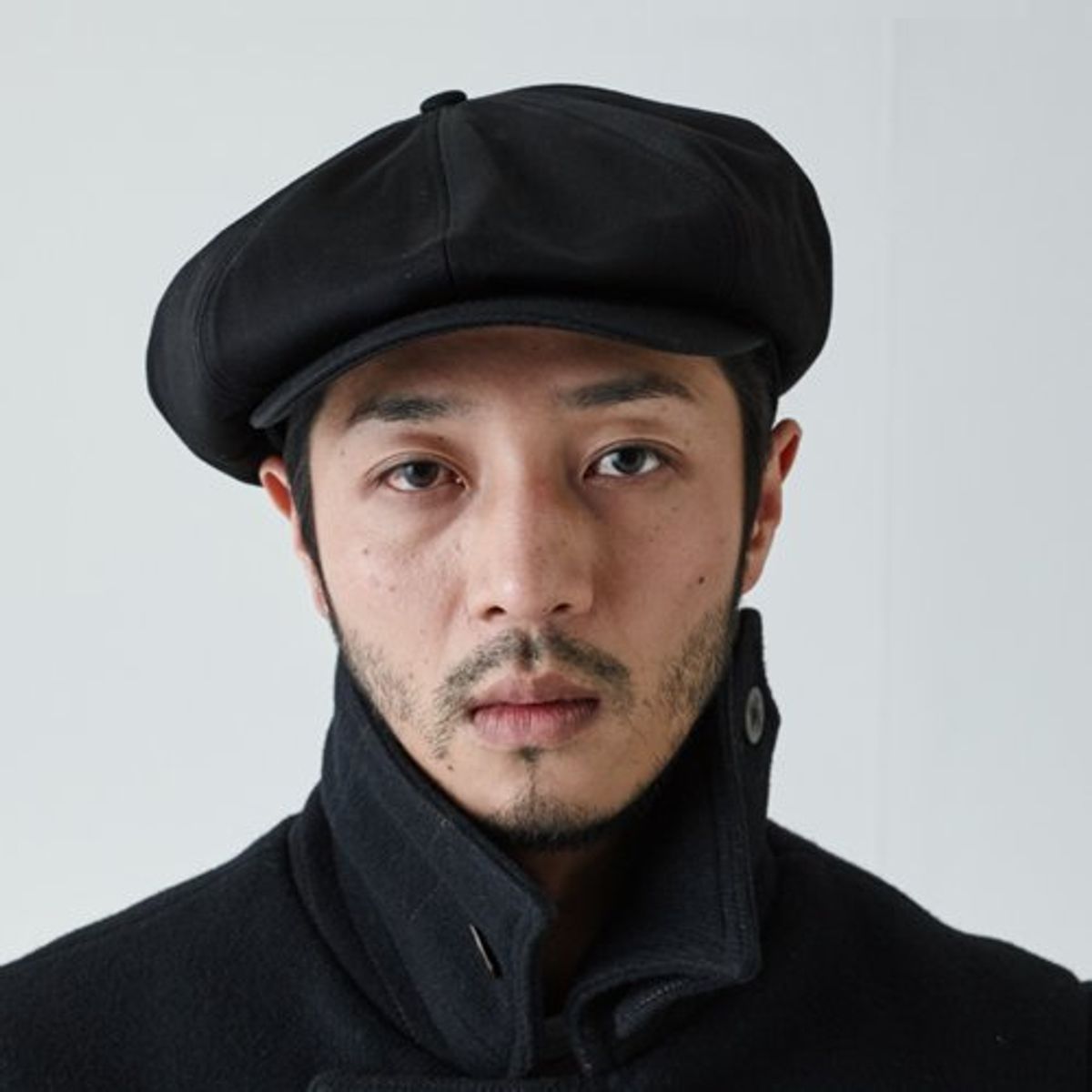 밀리어네어햇(MILLIONAIRE HATS) Rugged fabric newsboy cap [BLACK]
