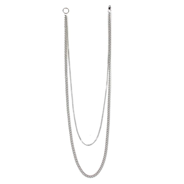 [16ALL] [Surgical Steel] Two Silver Chainz Necklace / [써지컬스틸/변색.알러지x] 이중실버체인목걸이