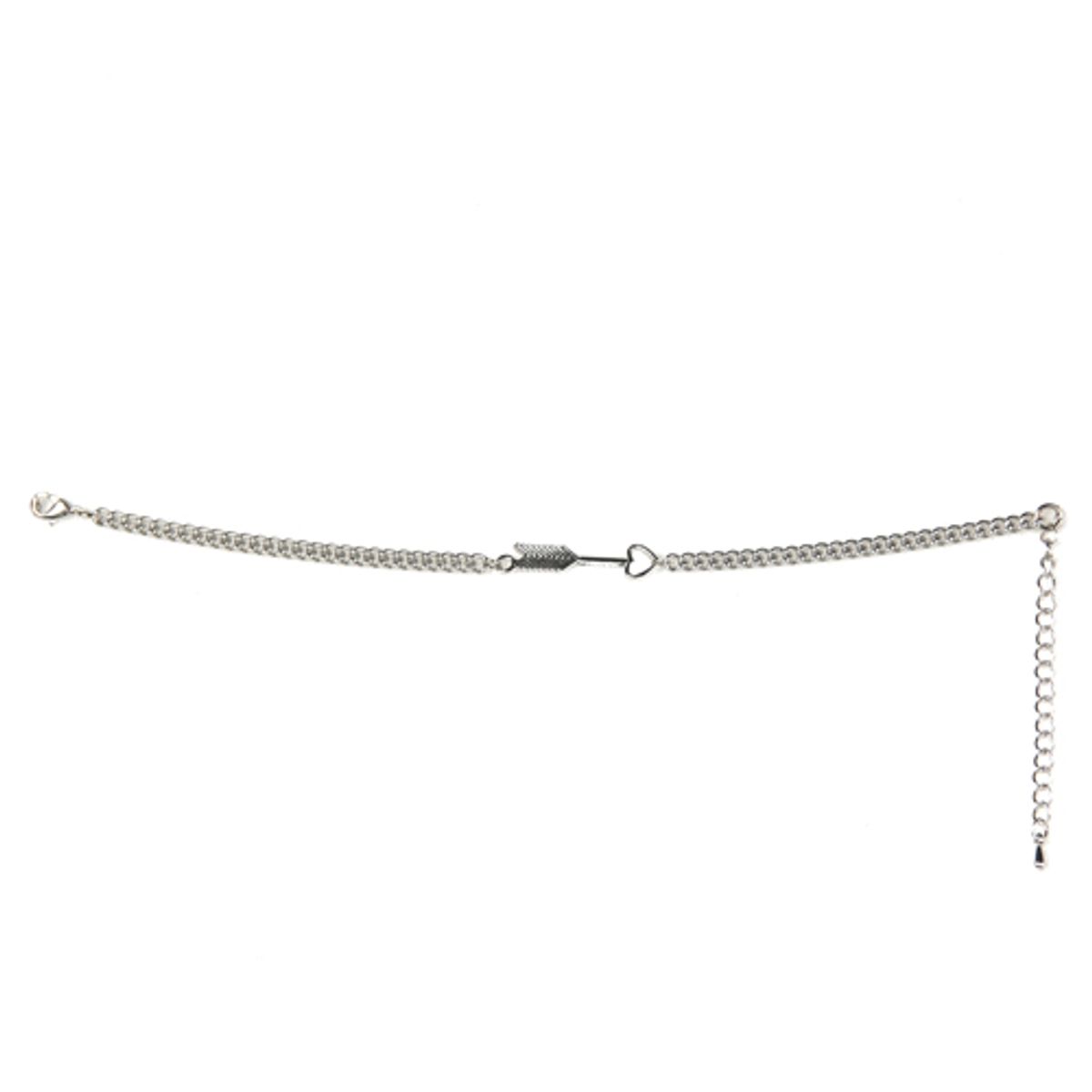 러쉬오프(RUSH OFF) [Surgical Steel] HeartArrow Point silver Chain Bracelet / 써지컬스틸 하트 화살표 포인트 실버 체인 팔찌.발찌