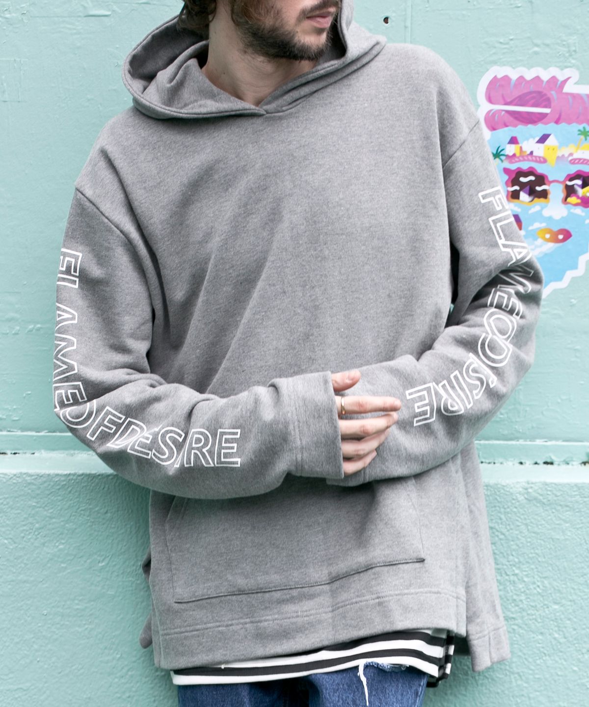 쟈니웨스트(JHONNY WEST) Lettering Over Hoody (Gray)