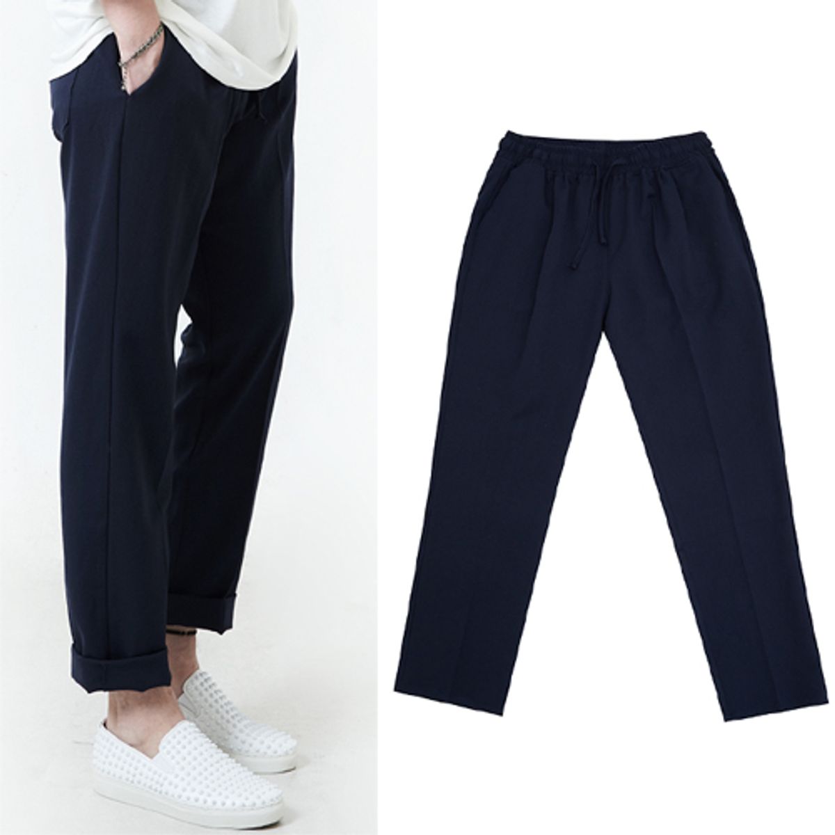 스트라이크(STRIKE) Relaxed Banding Slacks Navy
