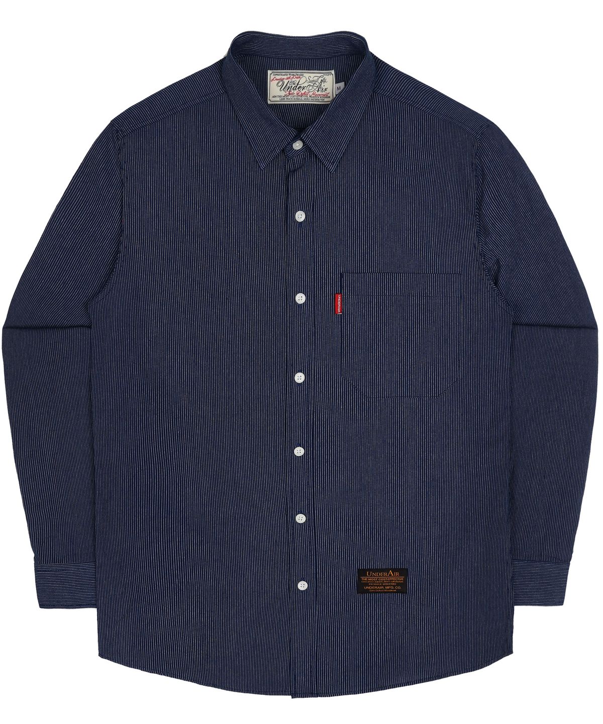언더에어(UNDERAIR) Narrow Line Shirts - Indigo