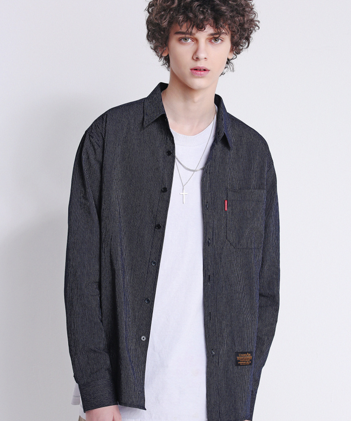 언더에어(UNDERAIR) Narrow Line Shirts - Dark Indigo