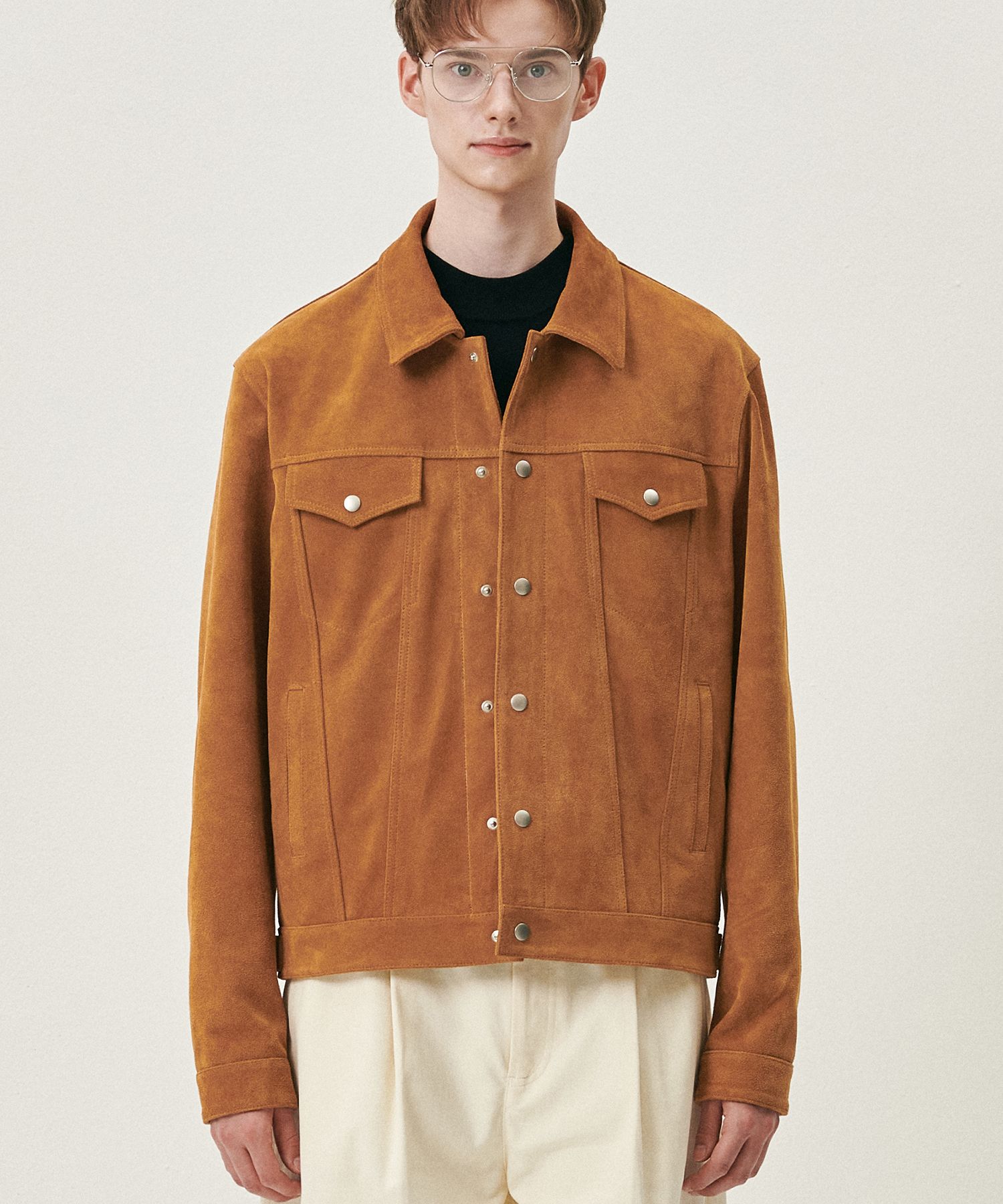 DOFFJASON ■ Regular suede trucker jacket MUSINSA | DOFFJASON Regular suede trucker jacket CAMEL