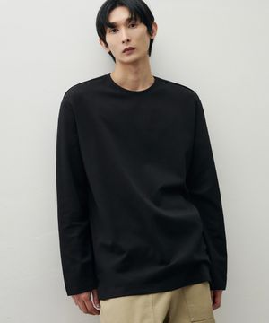 릴렉스드 미니멀 라운드 티셔츠 [BLACK]