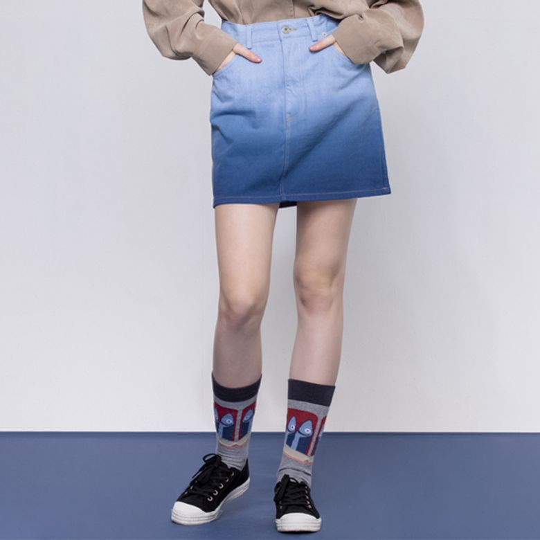 TONE ON TONE SKIRT_BLUE