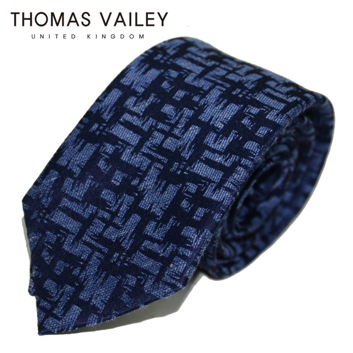 토마스 베일리(THOMAS VAILEY) [THOMAS VAILEY] 토마스베일리 세미세븐폴더 실크넥타이 - 스카 네이비