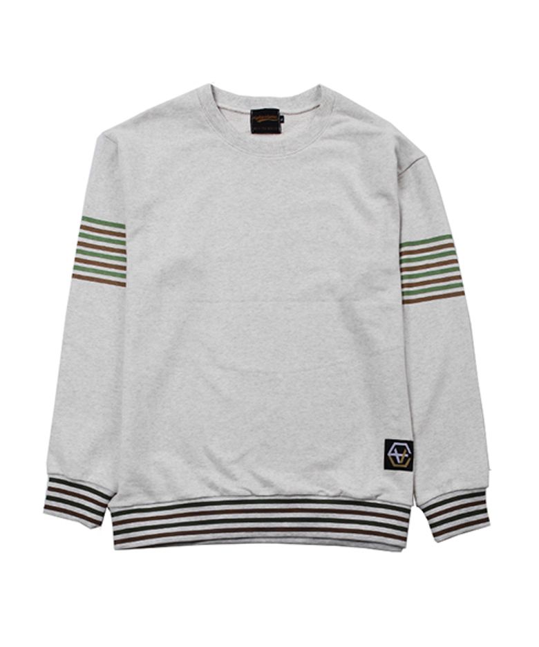 EV Twotone Stripe Crewneck (Oatmeal)