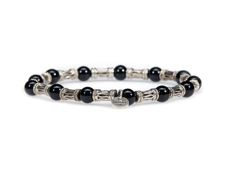 은팔찌 UFO - silver bamboo and black stone