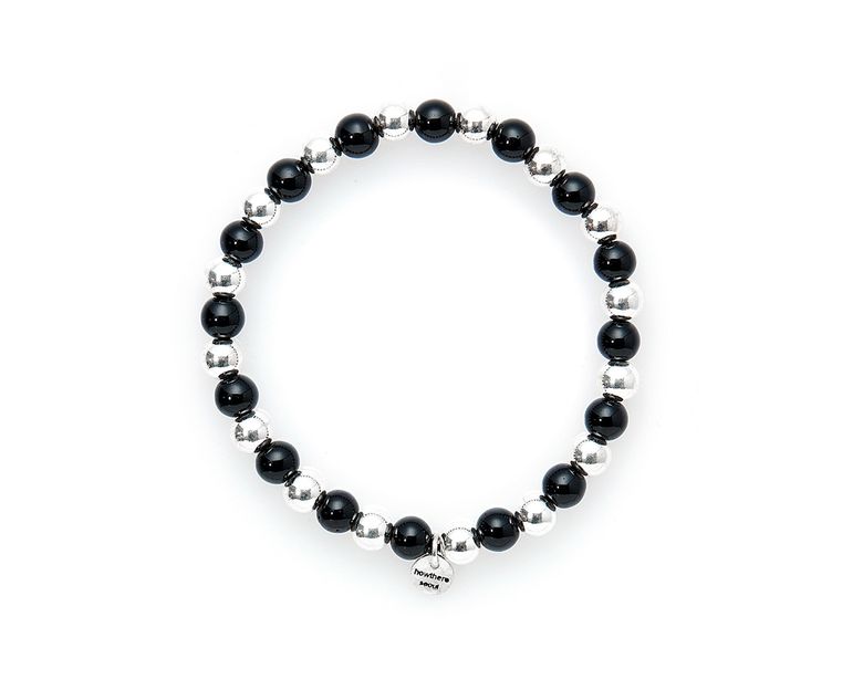 하우데어 은볼팔찌 half & half - silver ball and black stone