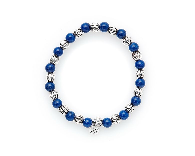 은볼팔찌 half & half - carved silver ball and navy stone