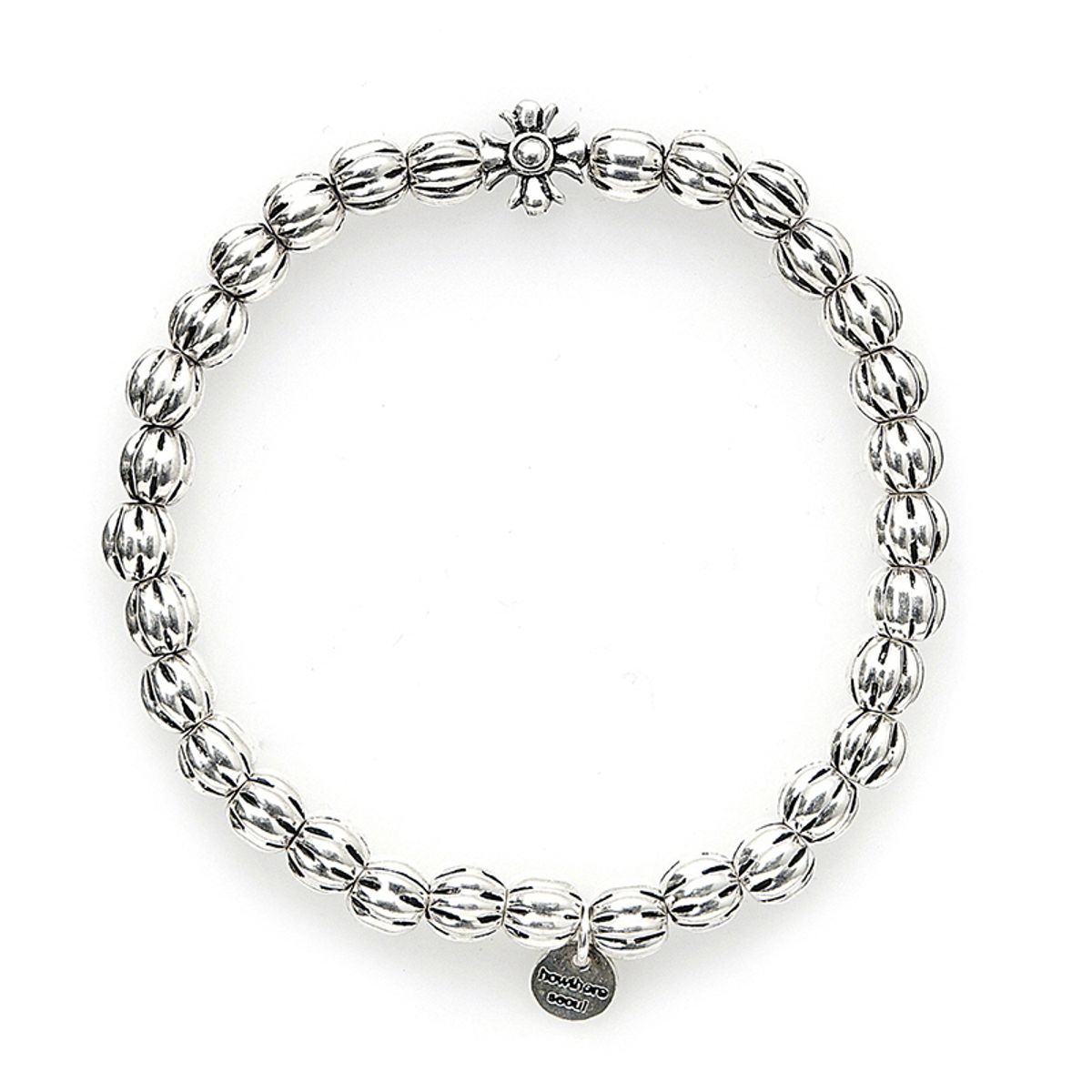 하우데어(HOWTHERE) 은볼팔찌 ring my bell - carved silver ball and cross pendant