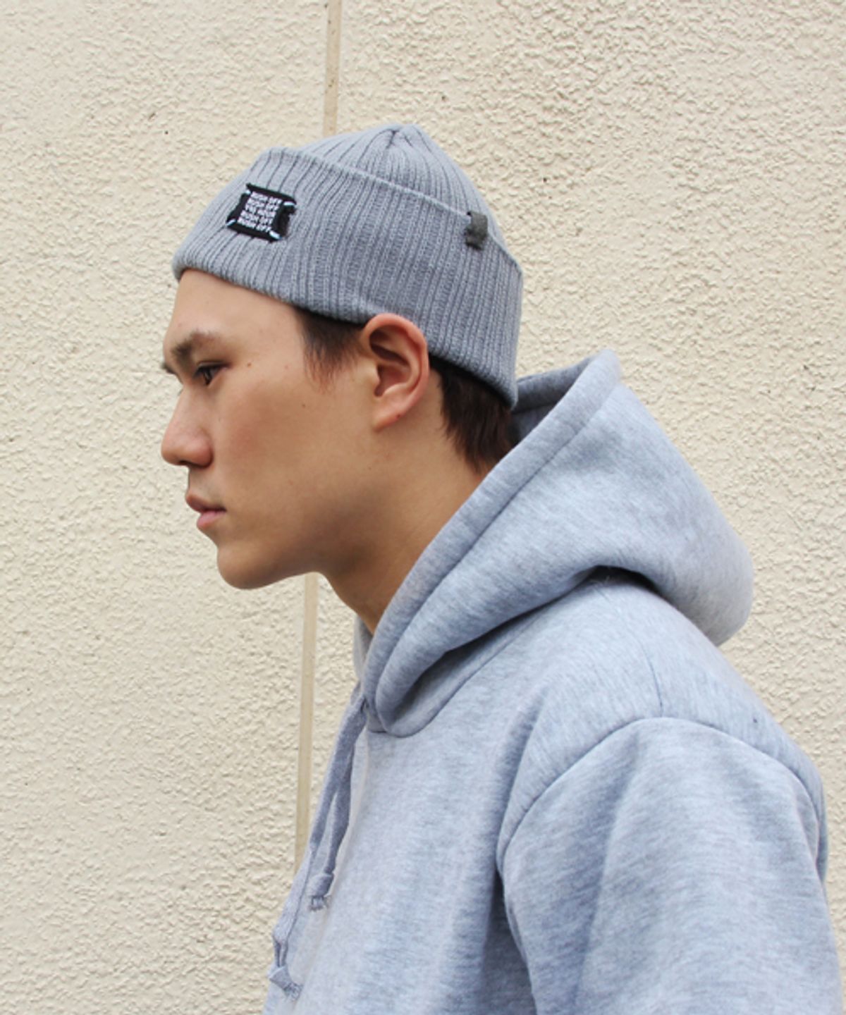 러쉬오프(RUSH OFF) [RUSH OFF] BLACK PATCH BEANIE-GRAY/러쉬오프 블랙 패치 비니-그레이