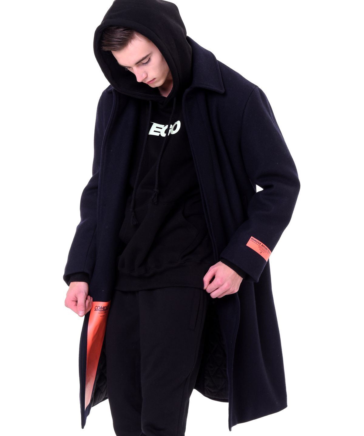 씨오엠이(COME) [UNISEX] 리무브비포플라이트 패딩안감 울코트 (네이비)