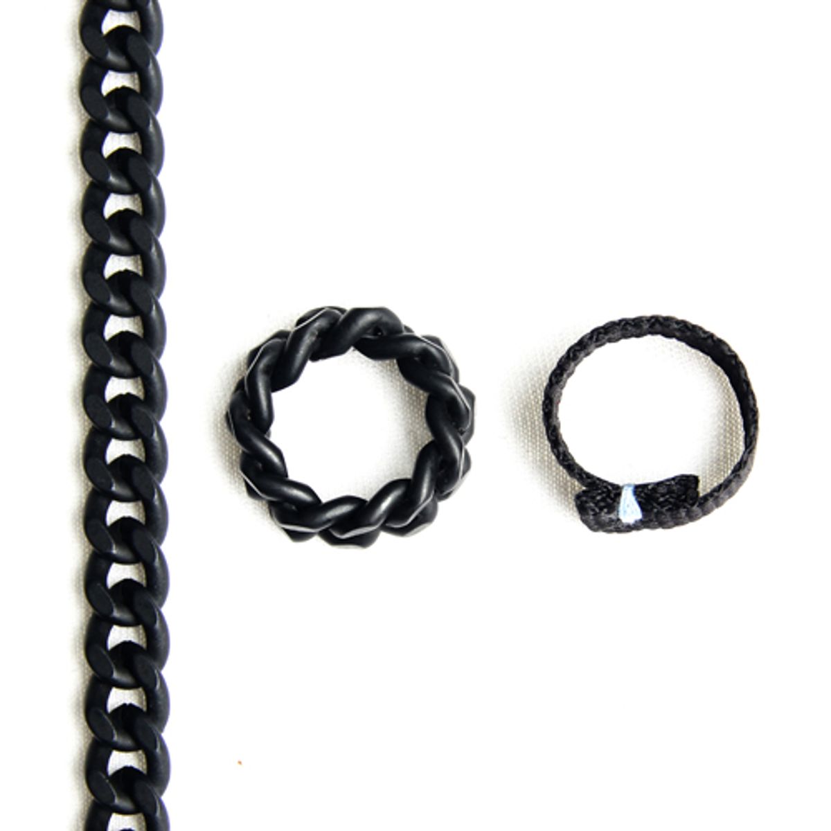 러쉬오프(RUSH OFF) BLACK CHAIN & CASUAL RING 2SET/블랙체인&캐주얼반지세트