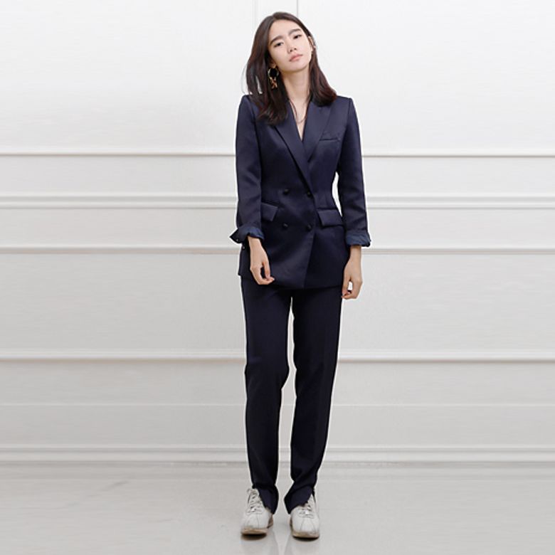 SLIM-FIT DOUBLE JACKET (NAVY)