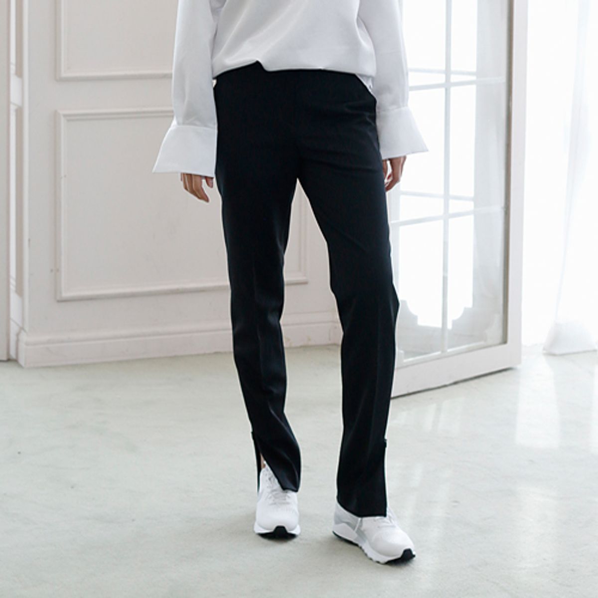 블락 스페이스(BLAK SPACE) SLIM TAPERED LONG PANTS (BLACK)