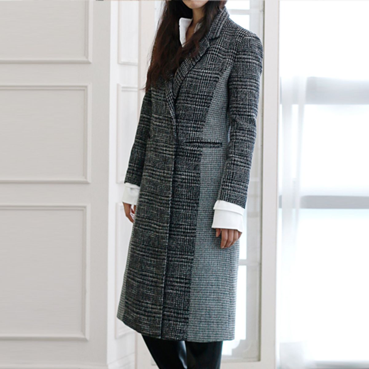 블락 스페이스(BLAK SPACE) TWOTON CHECK LONG COAT