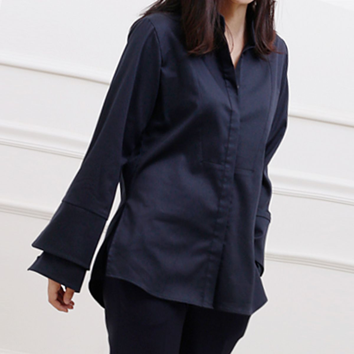 블락 스페이스(BLAK SPACE) DOUBLE CUFFS SHIRT (NAVY)