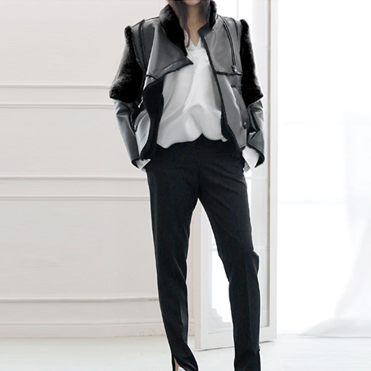 블락 스페이스(BLAK SPACE) FAUX FUR MUSTANG JACKET (BLACK)
