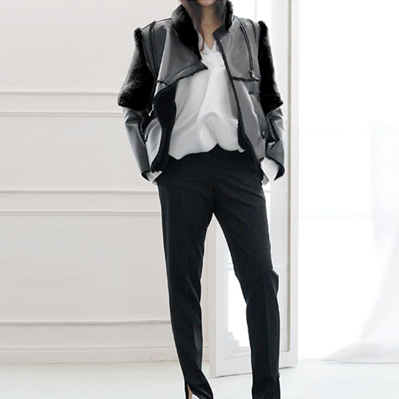FAUX FUR MUSTANG JACKET (BLACK)