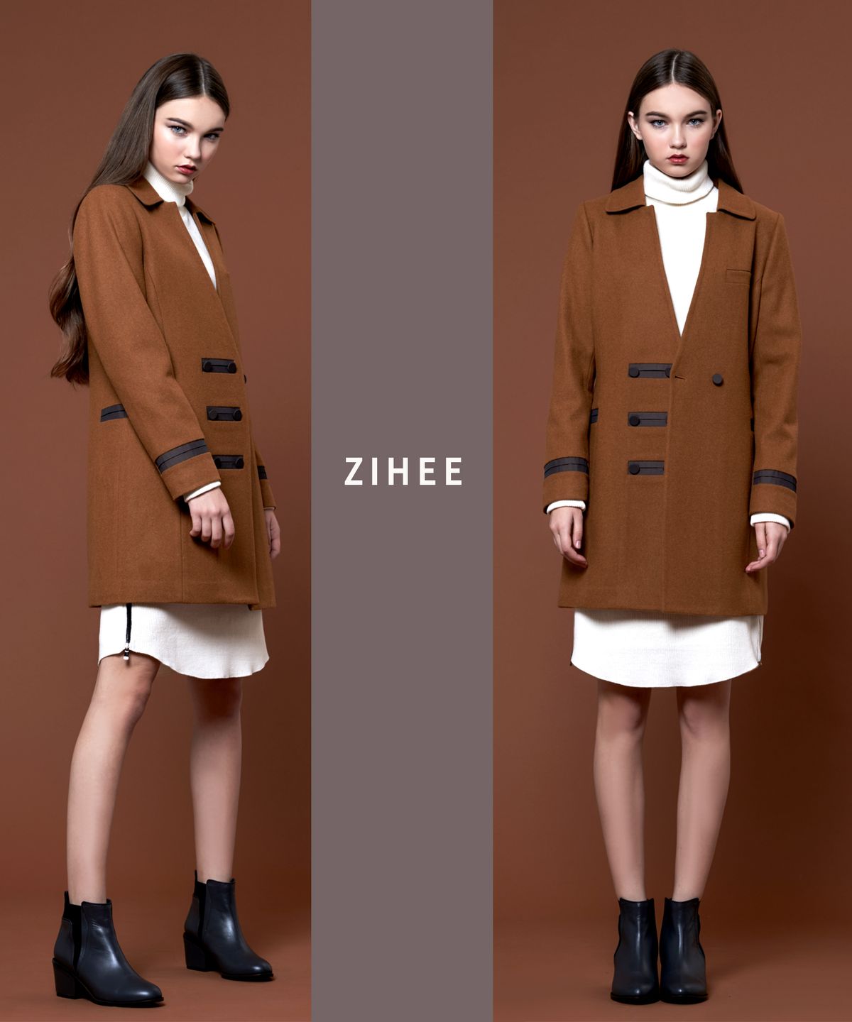 지희(ZIHEE) 카멜 울 재킷형 반코트