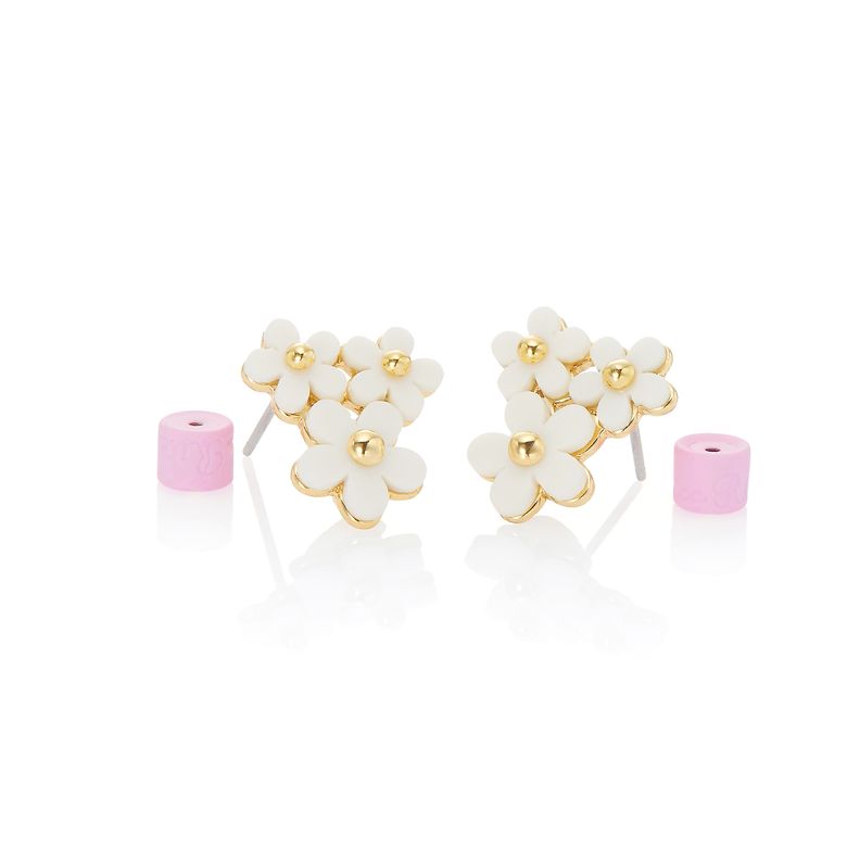 White Blossom Triple Earrings