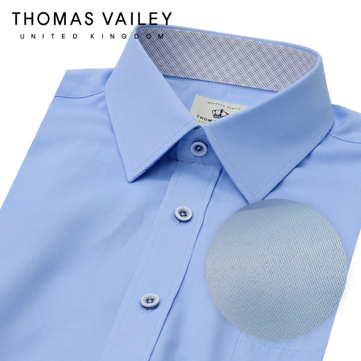 토마스 베일리(THOMAS VAILEY) 남성드레스셔츠 블루 솔리드 새틴슬림핏 1THTHA4MSU125