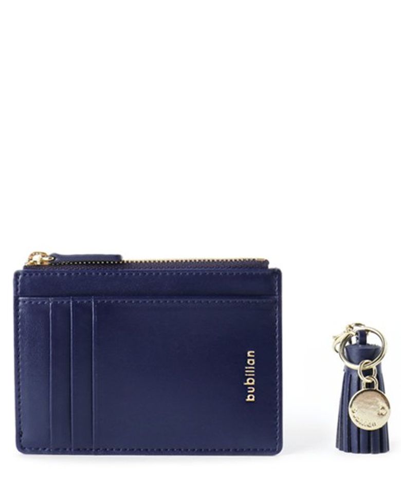 Leather Slim Wallet - NAVY [테슬 포함]