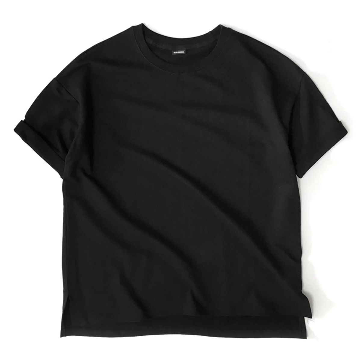 레이쿠(REIKU) [레이쿠] reiku overfit roll-up short sleeve black 오버핏 롤업 슬리브