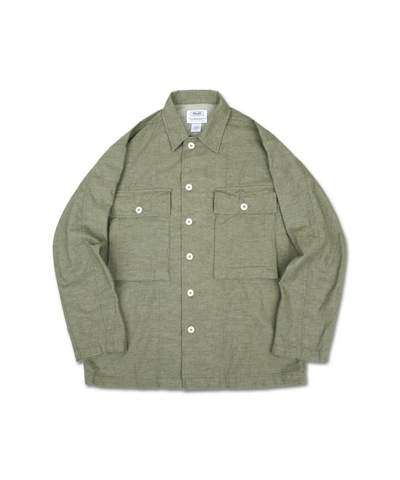swellmob cotton heringbone utility jacket -olive-