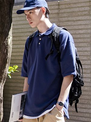 루즈핏 카라티셔츠  네이비 JKST2066