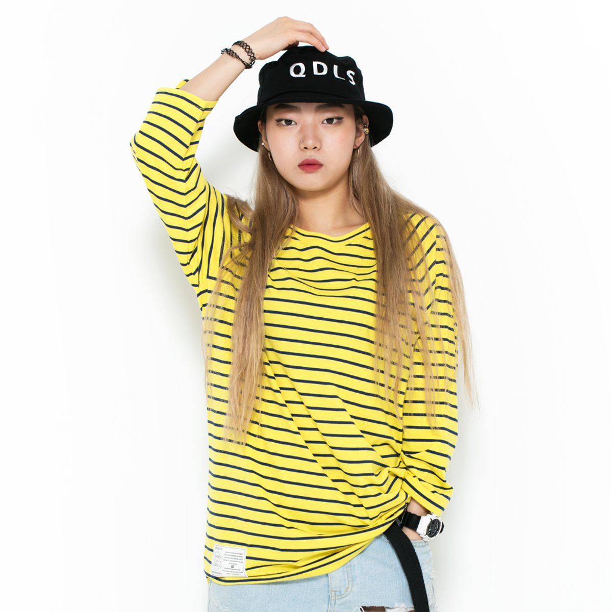 콴토데로코스(QANTO DE LOCOS) STRIPE RAGLAN_TEE_YELLOW