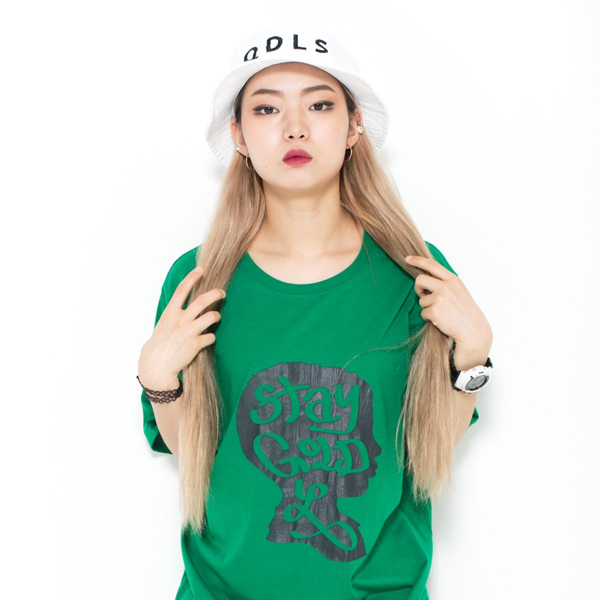 콴토데로코스(QANTO DE LOCOS) BOYS HEAD TEE_GREEN