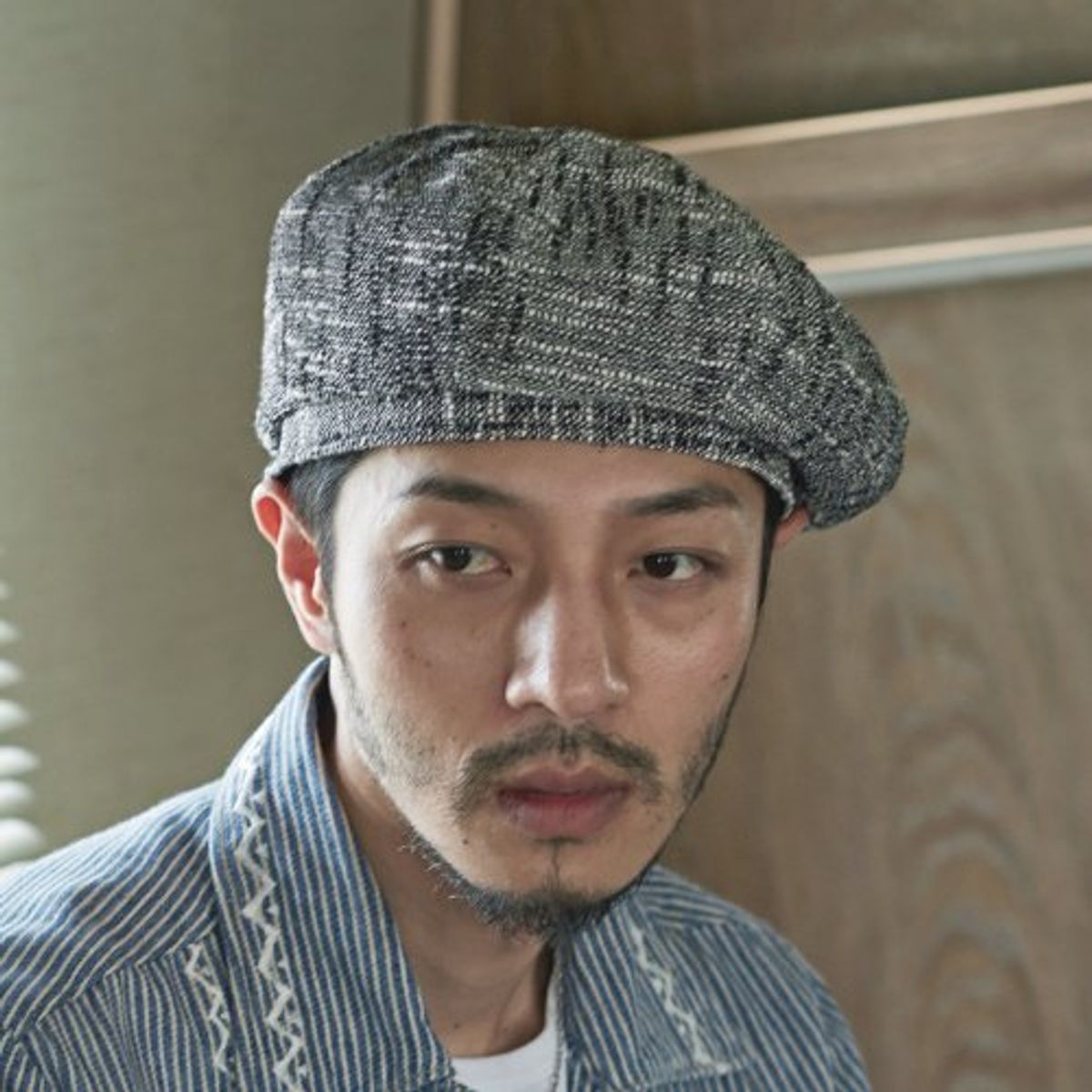 밀리어네어햇(MILLIONAIRE HATS) (Linen) octangle beret - WHITE BLACK