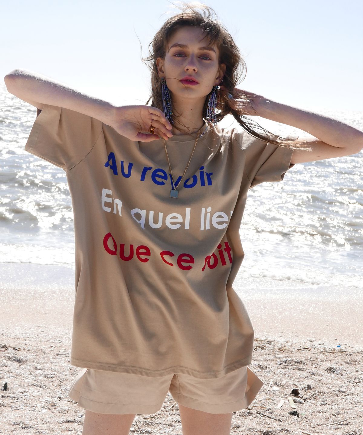 라티젠(LARTIGENT) LB AEQ T-SHIRT(BEIGE)