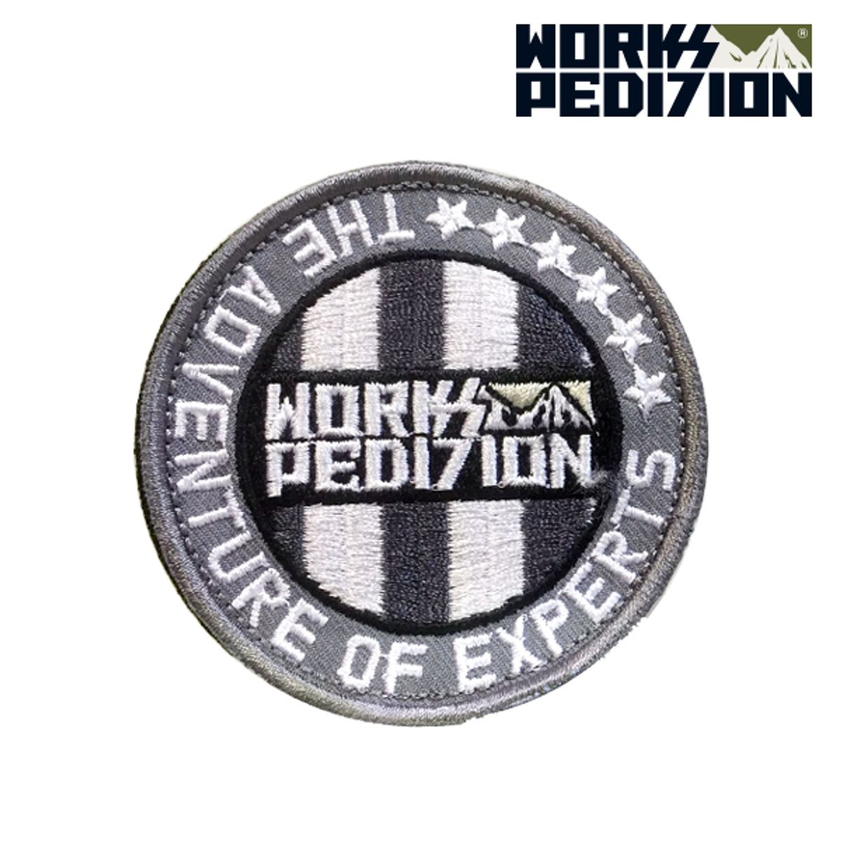웍스페디션(WORKS PEDITION) 누지 와펜/패치 서클 스트라이프 그레이 7cm