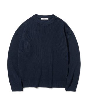 소프트코튼 드랍숄더 와플 니트 NAVY