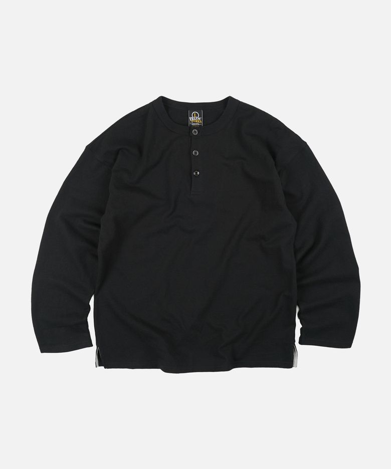 10S SOLID HENLEY NECK TEE _ BLACK