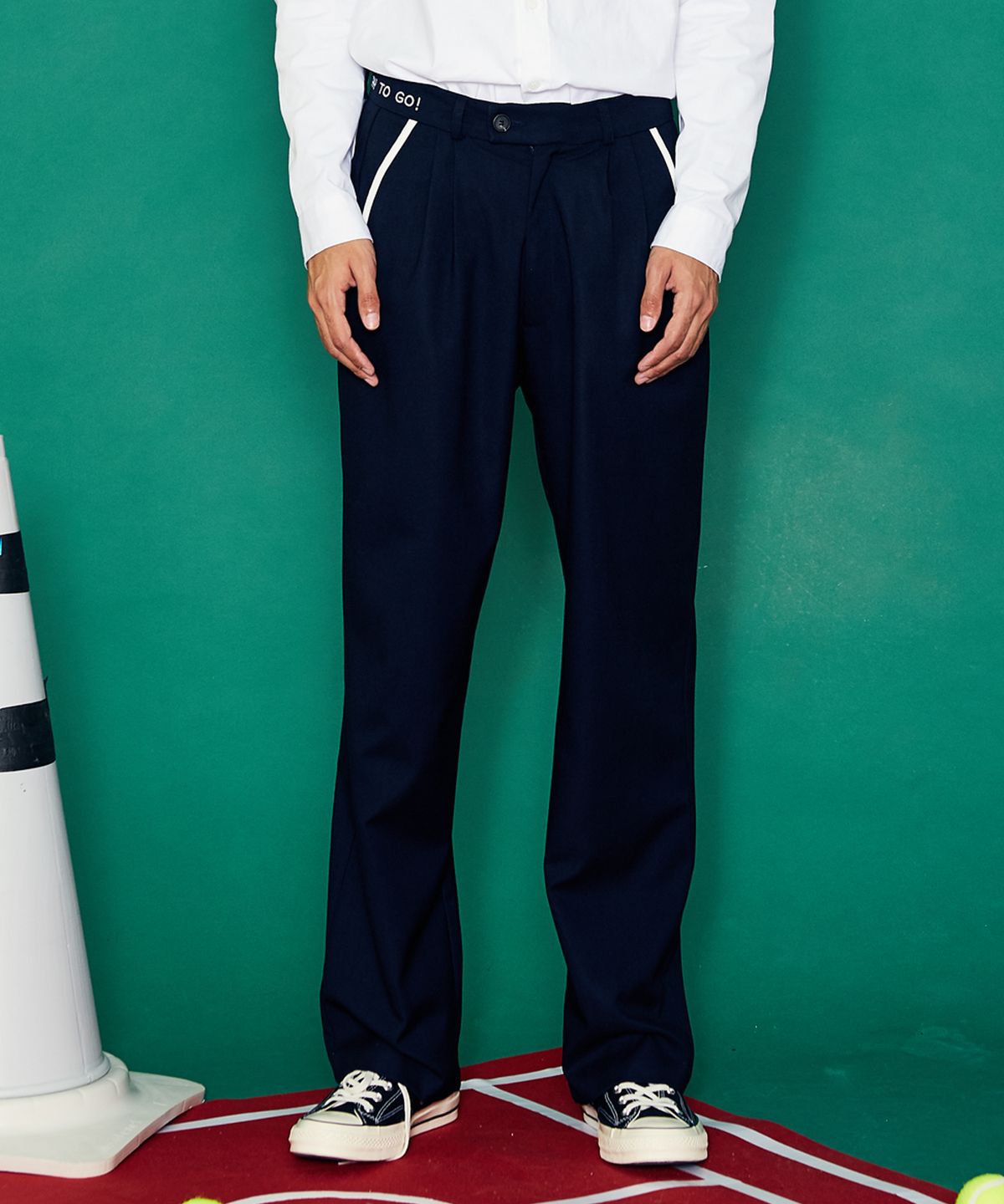 러브이즈트루(LUVISTRUE) (UNISEX)SD PIPING SLACKS(NAVY)