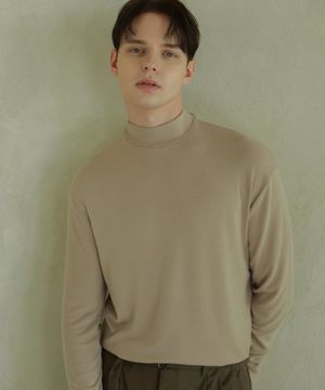 하프 폴라 니트 티셔츠 베이지