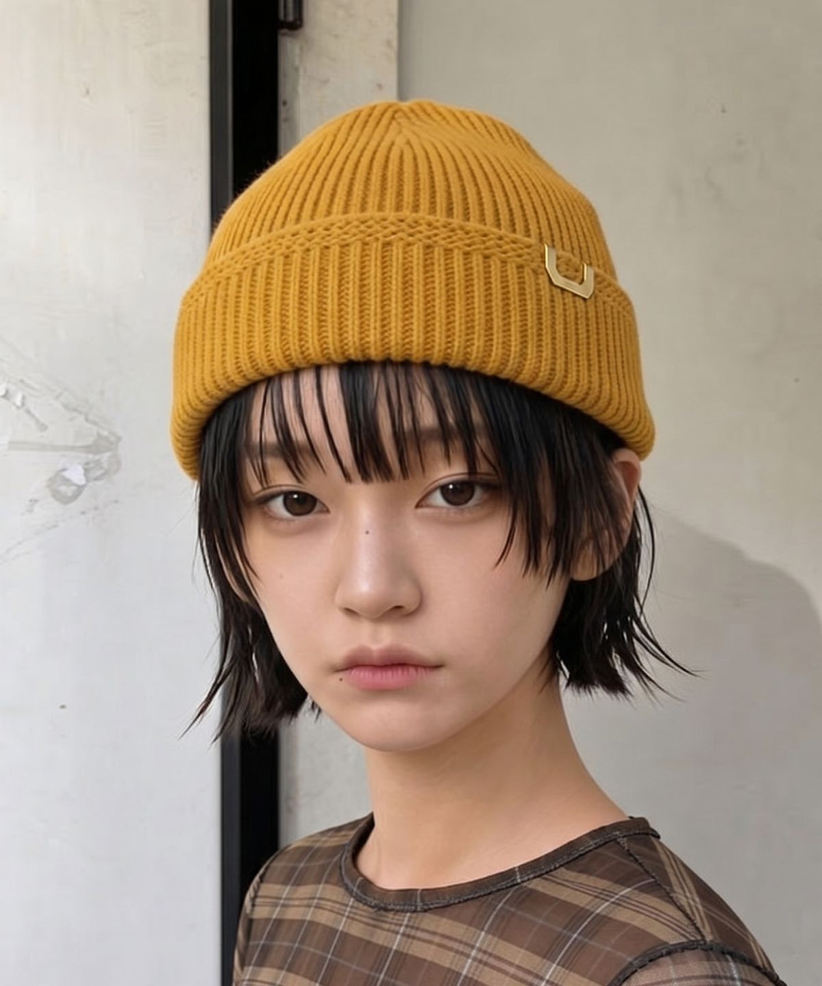 언더컨트롤 스튜디오(UNDERCONTROL STUDIO) 램스울 겨울 캐주얼 숏비니 WATCH CAP / LAMBS WOOL / PS MUSTARD