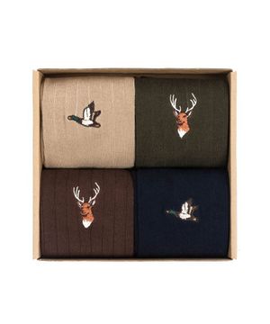MALLARD/REINDEER SOCKS 4SET (beige/navy/khaki/brown)