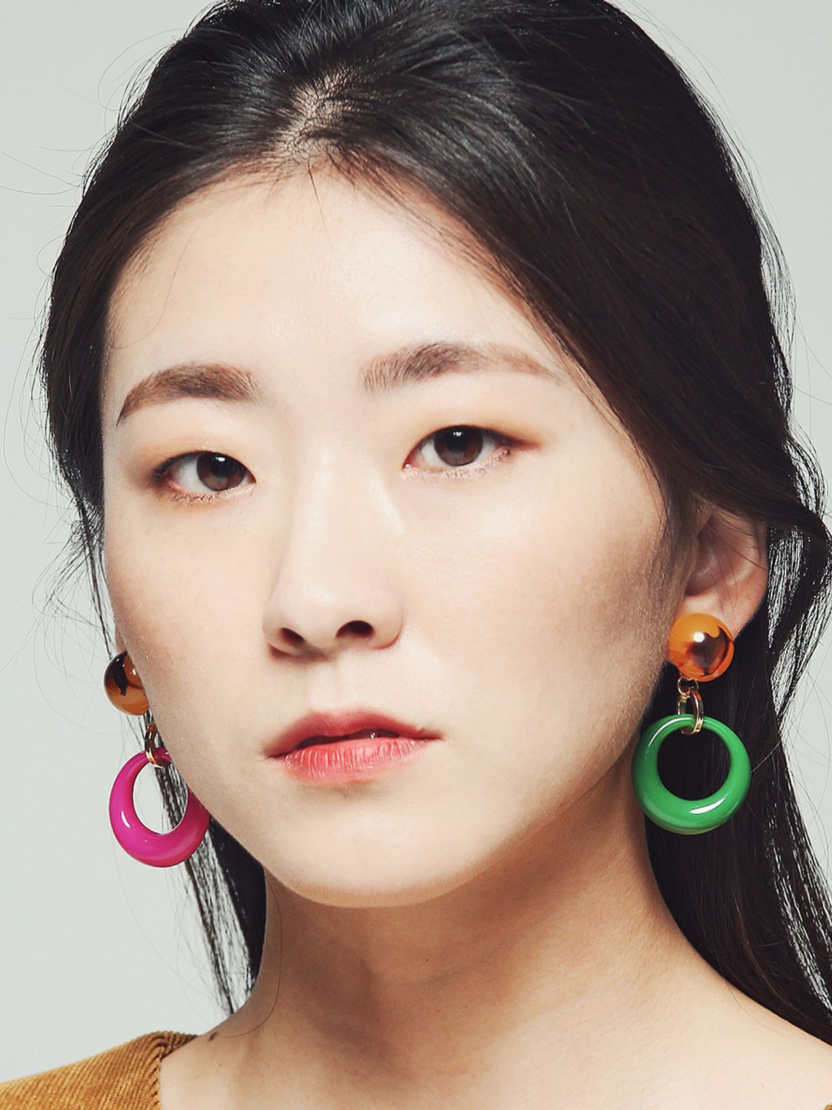 디토레(DITOLE) Pit a pat earrings green & hot pink