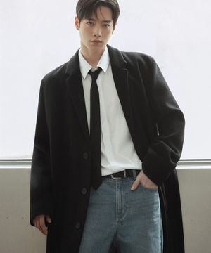 [서강준 PICK] 프리미어 퓨어 캐시미어 히든 싱글 코트 [BLACK]